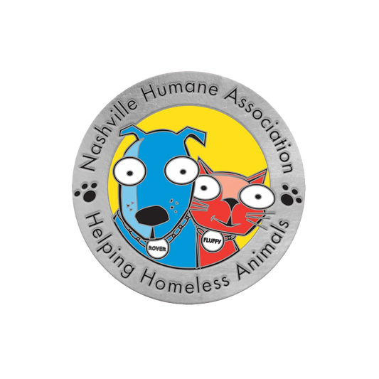 nashville humane association lapel pin button helping homeless animals logo cat dog paw prints